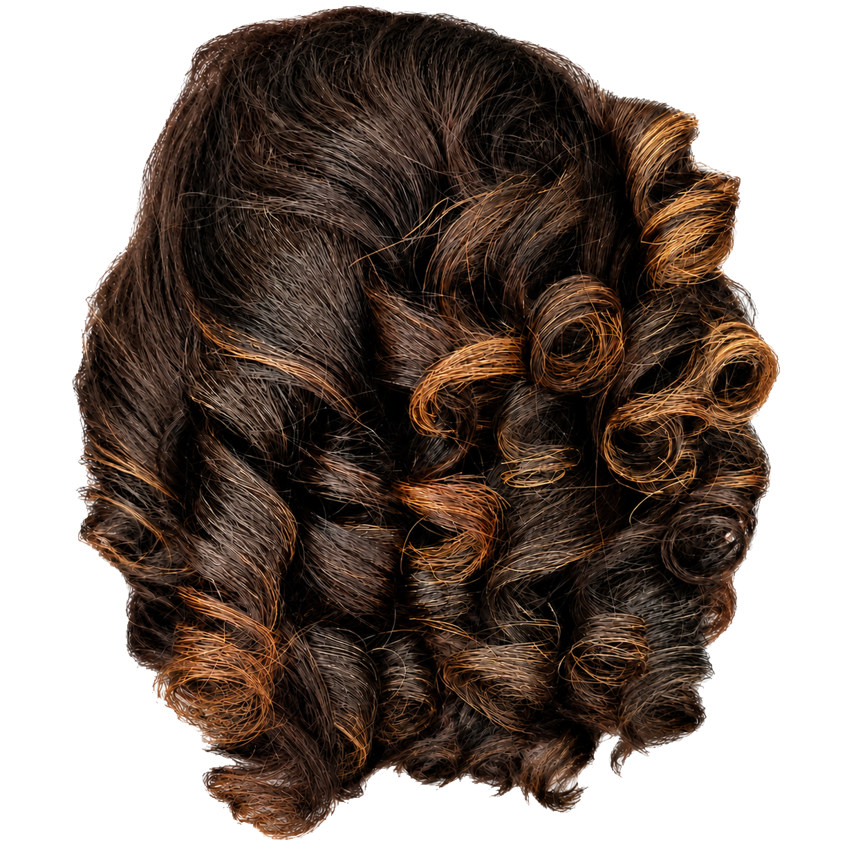 Dimensional warm highlights shaped into curls