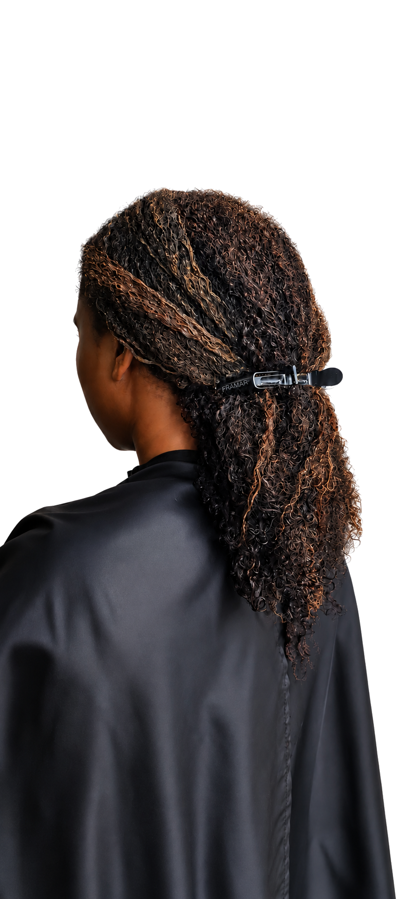 Highlighted natural texture sectioned with a styling clip